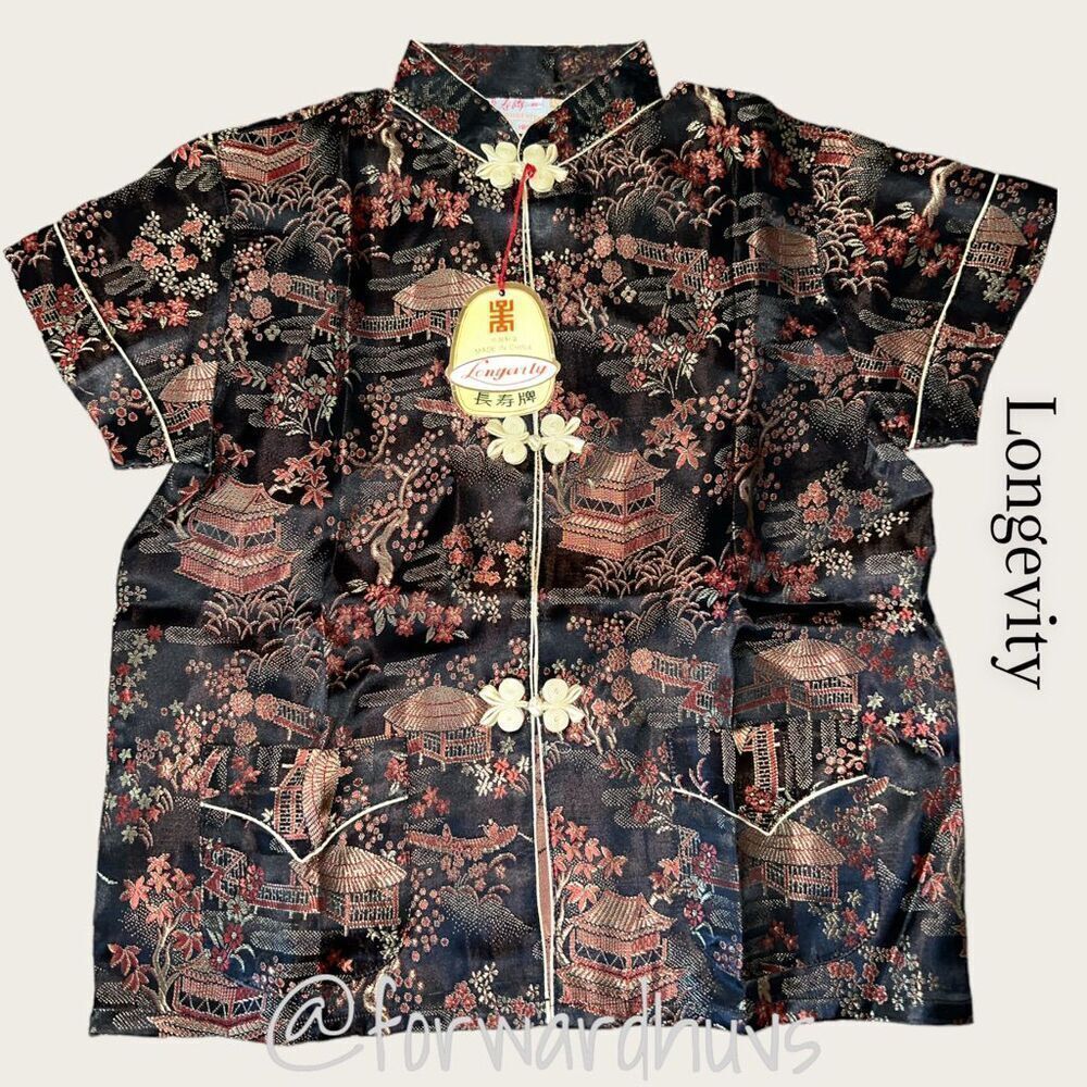 Longevity Asian Ethnic Silk Short Sleeve Top NWT Size 6 (2T-3T) See Measurements